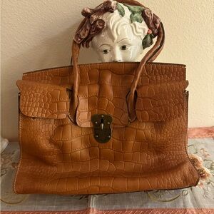 Patricia Nash Vintage Brown Leather Shoulder 13’x 11’.5 Bag Good Condition